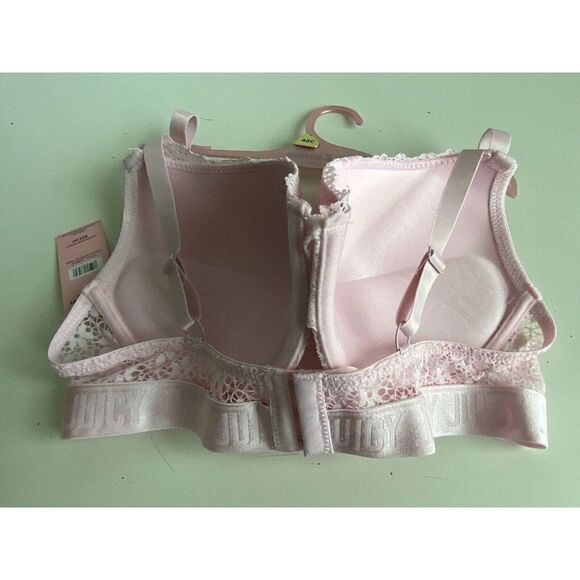 Juicy Couture Sexy Push Up Bra Sz 40D Parfait Pink Underwire JC6914D Lace NEW - Picture 6 of 8